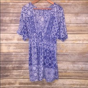 Blue patterned cover up dress